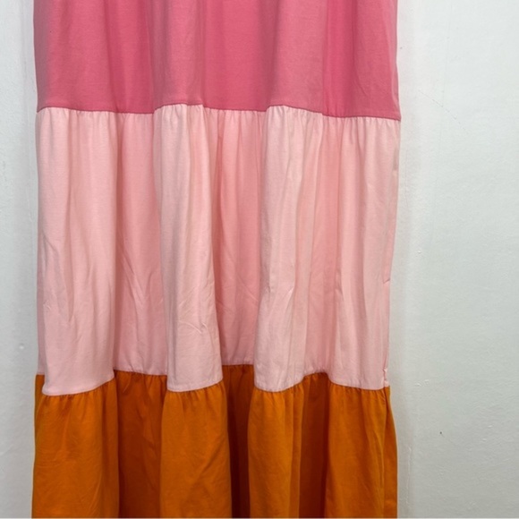 NWOT Land's End Pink Orange Tiered Jersey Maxi Dress Size XL Tall - Picture 7 of 13